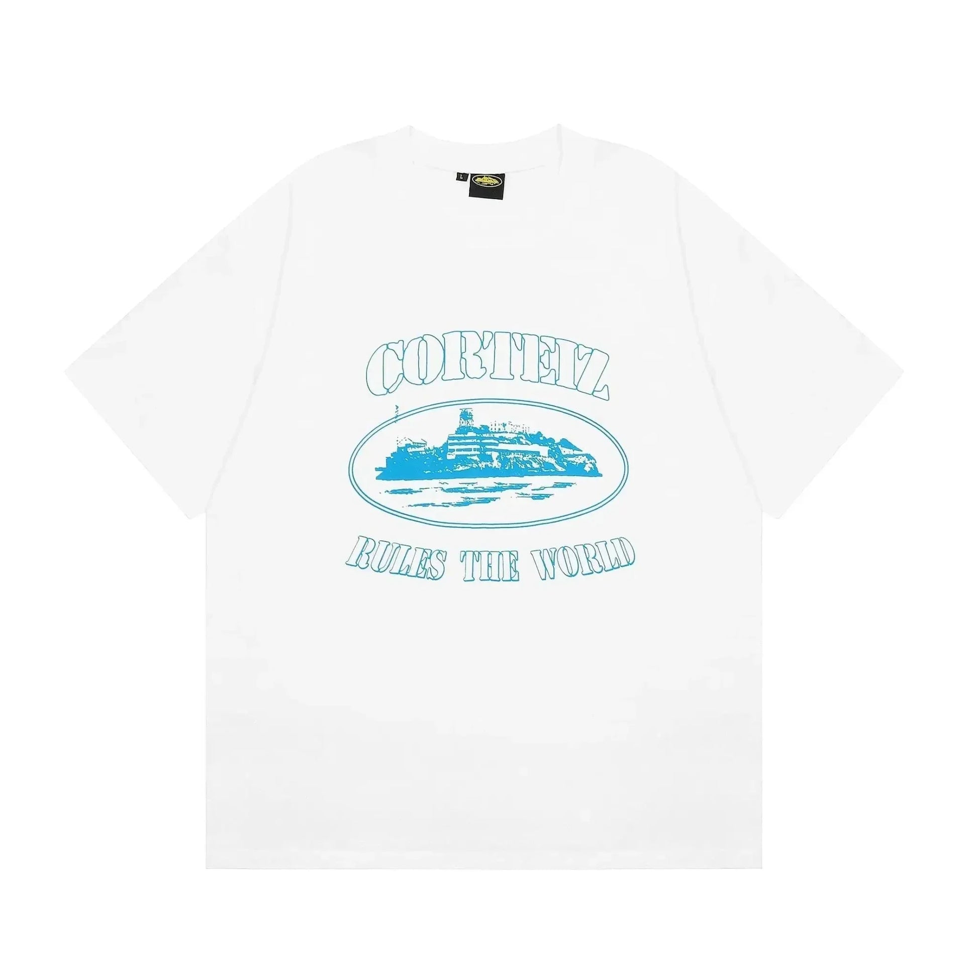 Alcatraz White Blue T-shirt - Tygra Clothing