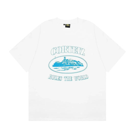 Alcatraz White Blue T-shirt - Tygra Clothing